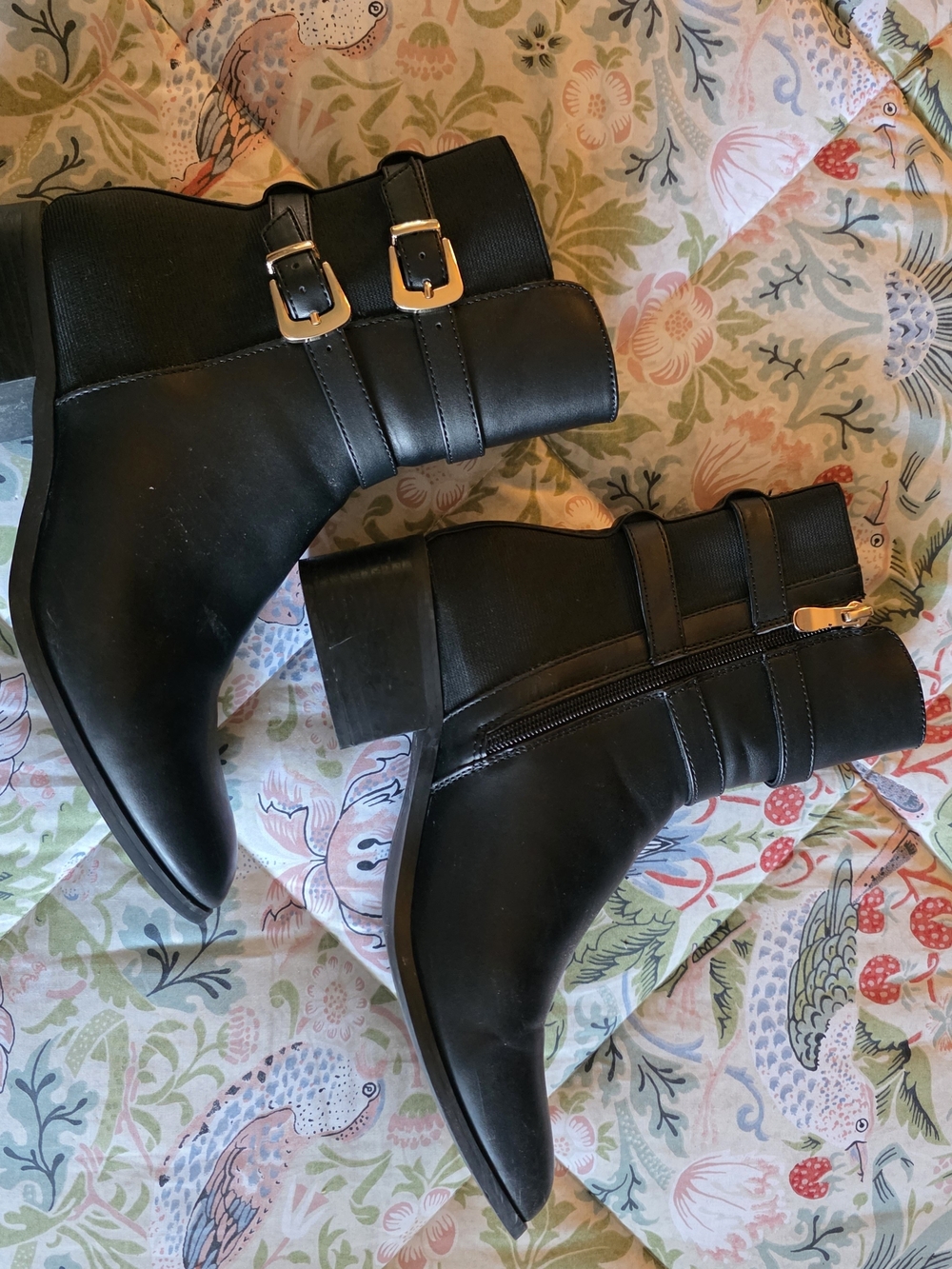 Kelly & Katie Black Ankle Boots with Buckle Accent